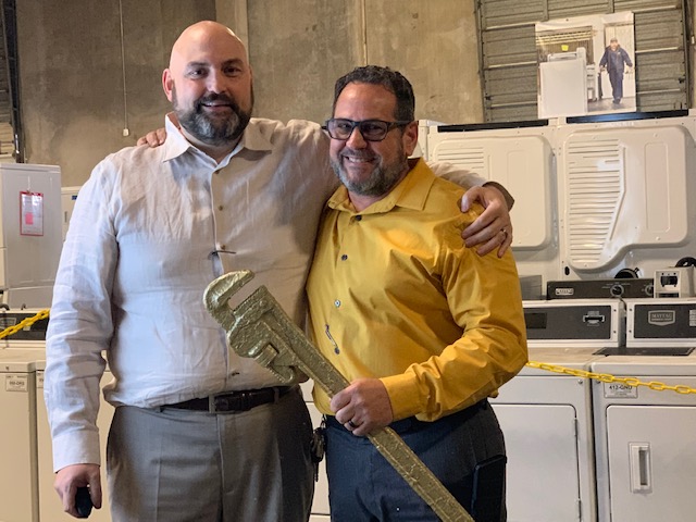 Thomas_Rizzo 30 year anniversary Tom Rizzo and an employee